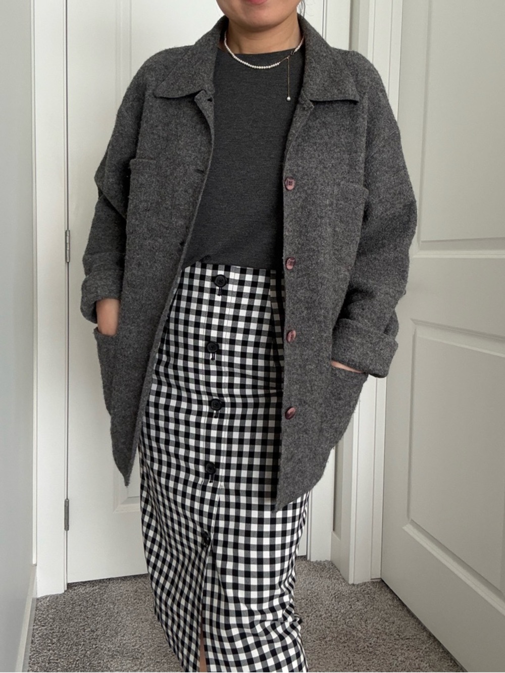 3 FOR $50 ｜ Le Château Black & White Plaid Skirt – Size L